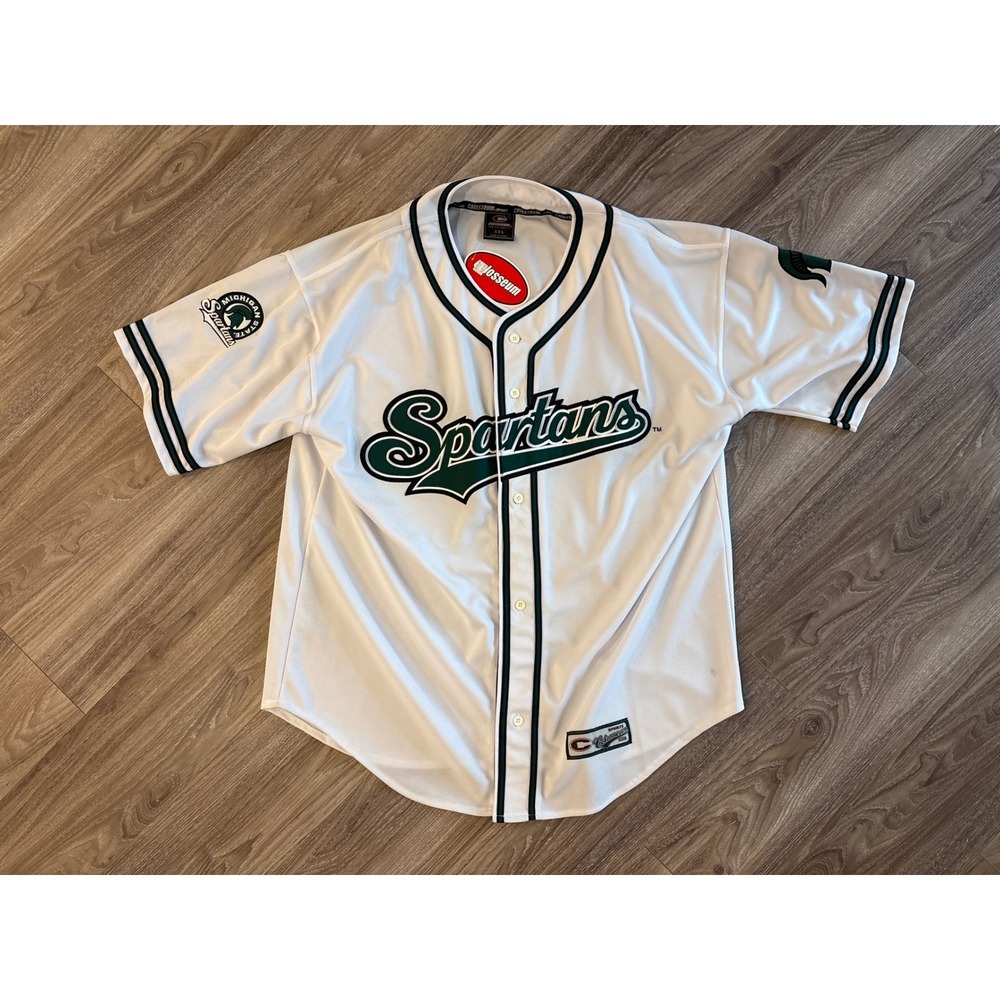 Colosseum Michigan State Spartans Baseball Jersey White Green Mens XXL NWT